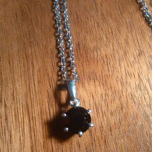 Burgundy Swarovski Crystal Sterling Silver Pendant Stainless Steel Necklace